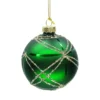 BOULE NOEL VERRE VERT FILS DORES D8CM