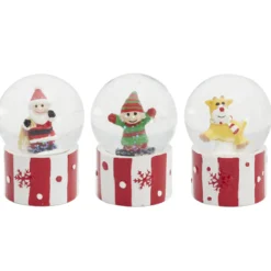 BOULES A NEIGE LUTIN PERE NOEL OU RENNE 4.5CM