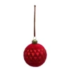 BOULE VELOURS ROUGE MOTIF LOSANGE D.8CM