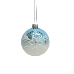 BOULE VERRE BLEUE GROS FLOCON BLANC