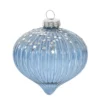 BOULE VERRE BLEUE OIGNON AVEC ETOILES ARGENT D.8CM