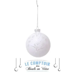 BOULE VERRE 7CM BRANCHE PAILLETEE