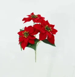 BOUQUET POINSETTIAS H.28CM ROUGE ET BLANC