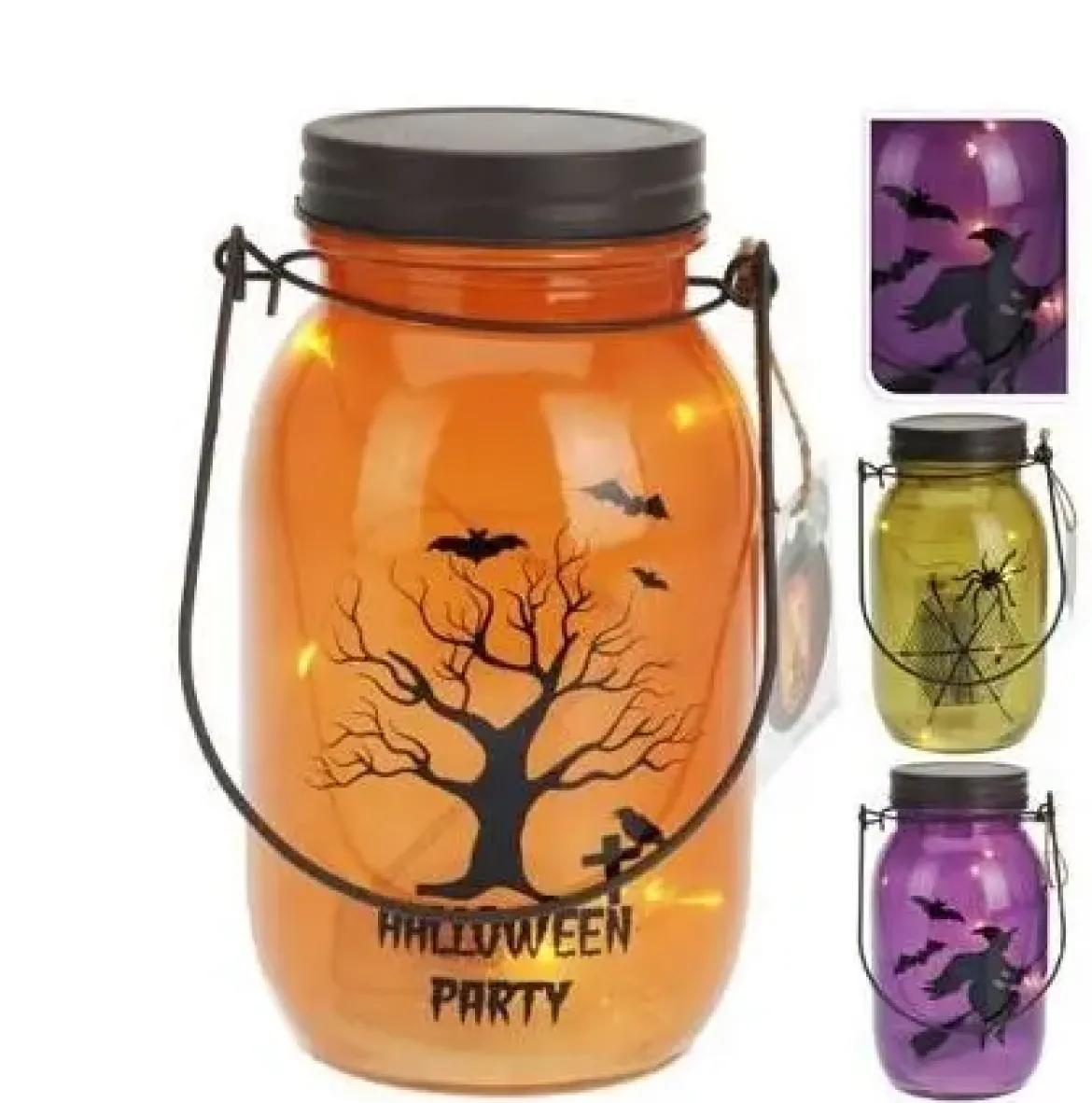 BOUTEILLE AVEC LED LED HALLOWEEN, 9,5X9,5X18CM, 460 GR, 3 AS