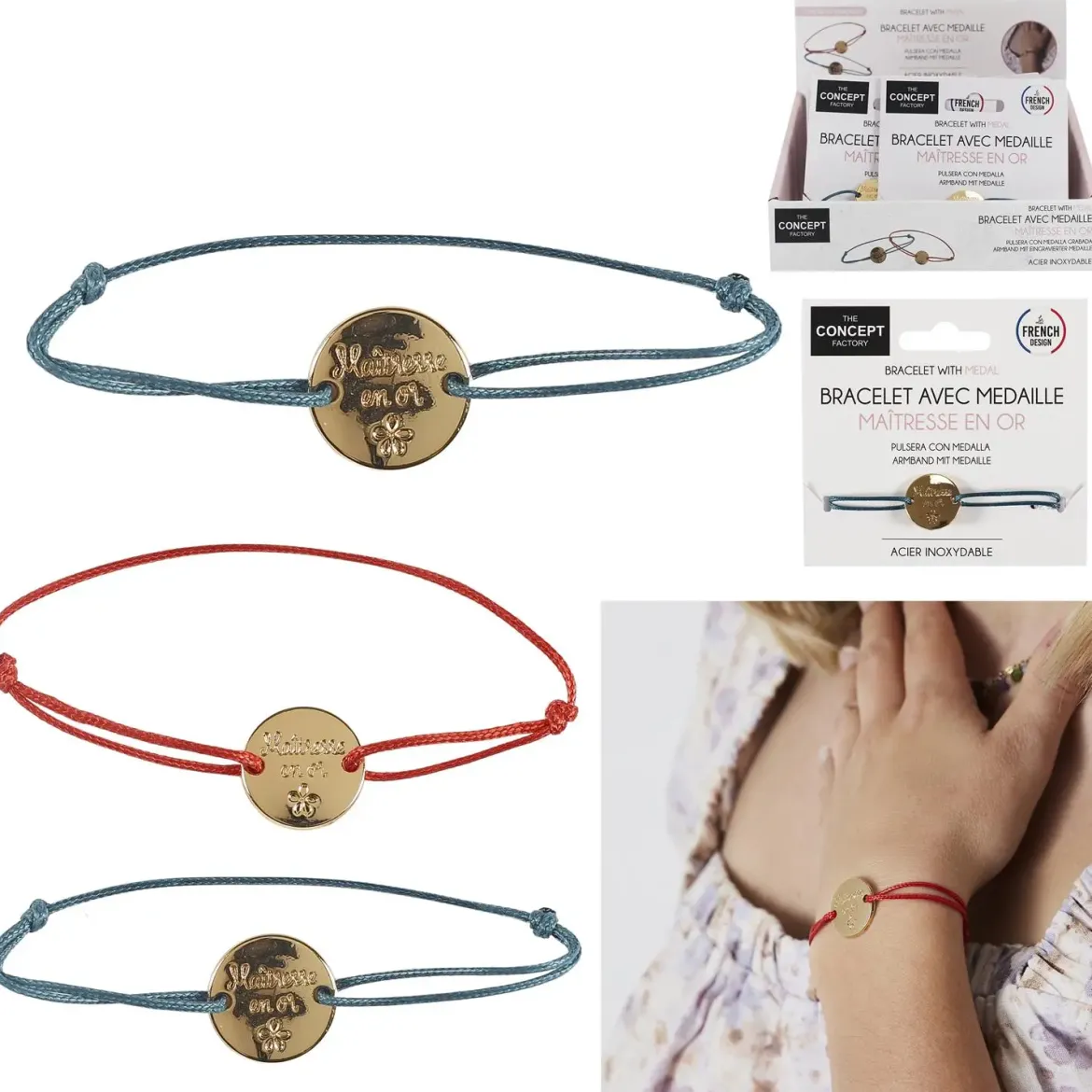 BRACELET CORDON GRAVE MERCI POUR CETTE ANNEE