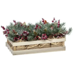 BRANCHE COMPOSITION BAIES ROUGE POT JUTE D.16CM