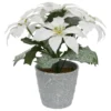 BRANCHE POINSETTIA BLANC PAILLETTE POT H.22CM