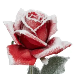 BRANCHE ROSE ROUGE ENNEIGEE H.62CM