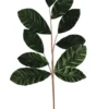 BRANCHE VELOURS 10 FEUILLES H.65CM EMERAUDE ET VERT JAUNE