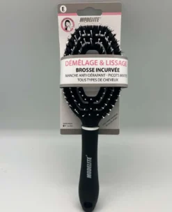 BROSSE COURBEE OVALE PICOTS BLANC ET POILS NYLON NOIR