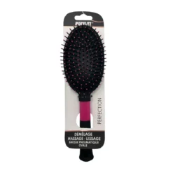 BROSSE PNEUMATIQUE OVALE PICOTS PERLES NOIR ROSE