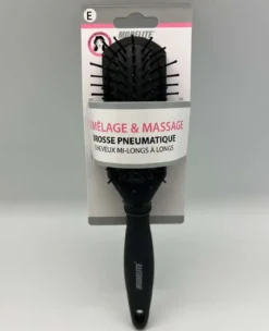 BROSSE PNEUMATIQUE SEMI RECTANGLE PICOTS PERLES NOIR MAT