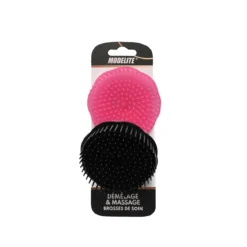 BROSSE RONDE PICOTS PLASTIQUES NOIR FUSCHIA X2 PIECES