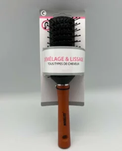 BROSSE TUNNEL PICOTS PERLES MANCHE BOIS VERNIS NOIR