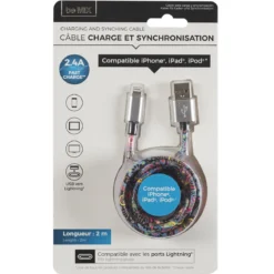 CABLE CHARGE ET SYNCHRONISATION IMPRIME LIGHTNING 3A 1M