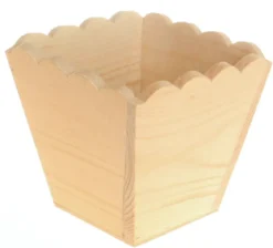 CACHE POT BOIS BORDS ONDULES 11 X 11 X 10 CM