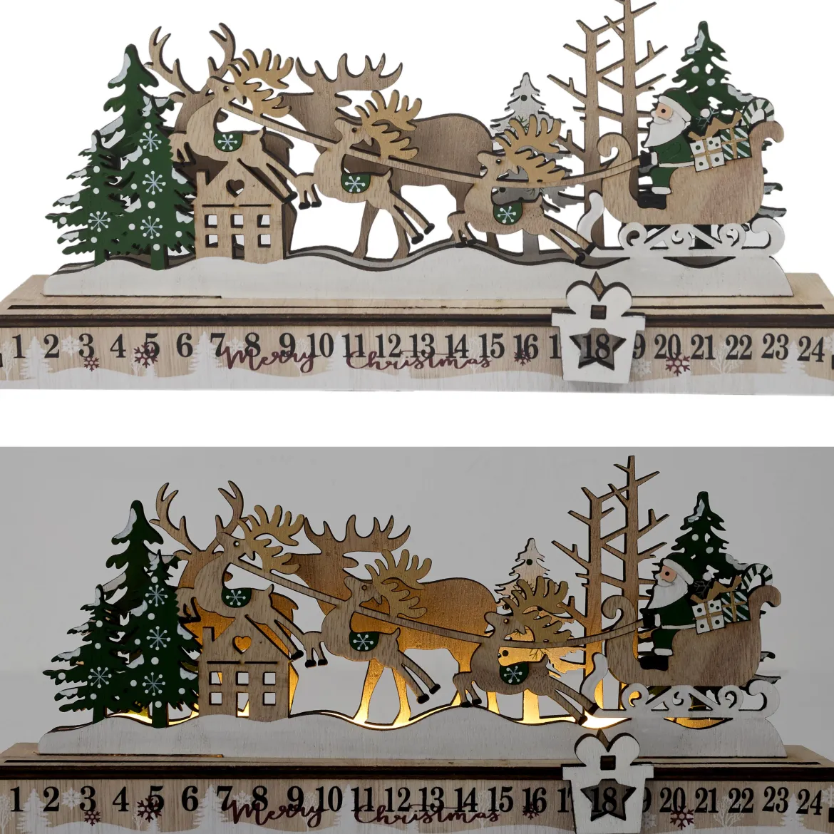 CALENDRIER AVENT LUMINEUX TRAINEAU L.30CM