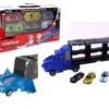 CAMION TRANSPORT MALLETTE 37CM ROUES LIBRES 6 VOITURES METAL