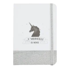 CARNET DE NOTES PAILLETTES LICORNE 21X15CM