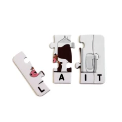 CARTE PUZZLE MOTS 9X10CM BLANC X12 PIECES