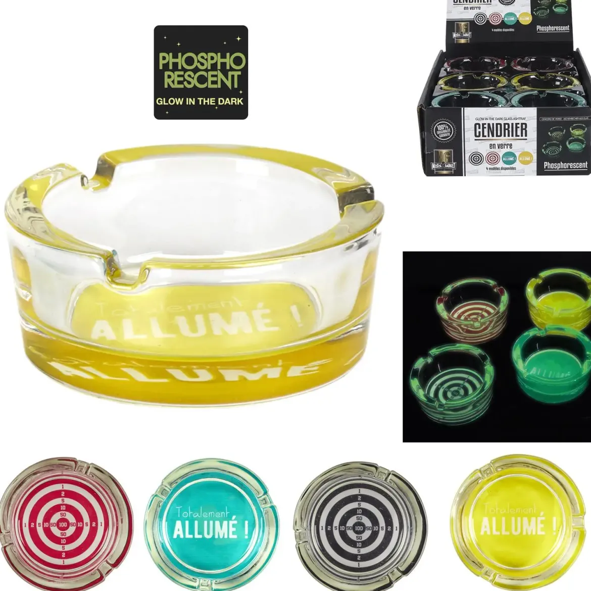 CENDRIER VERRE PHOSPHORESCENT
