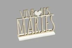 CENTRE DE TABLE BOIS DECOUPE VIVE LES MARIES