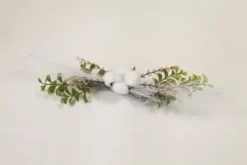 CENTRE DE TABLE COTON HERBE PAMPA FEUILLAGE SUR BRINDILLE