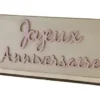 CENTRE DE TABLE JOYEUX ANNIVERSAIRE EN BOIS ROSE PASTEL