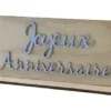 CENTRE DE TABLE JOYEUX ANNIVERSAIRE EN BOIS BLEU PASTEL