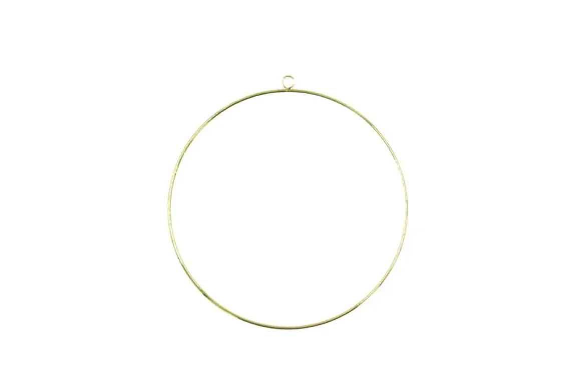 CERCLE METAL DORE AVEC ANNEAU DE SUSPENSION. DIAM. 25CM