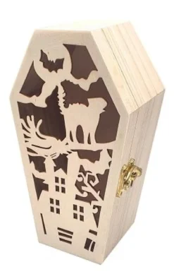 CERCUEIL BOIS CISELE 18X10.5X5CM