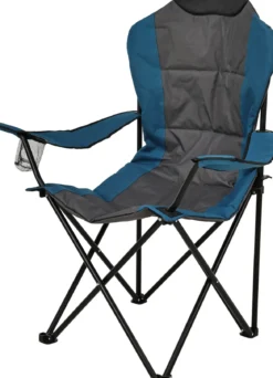 CHAISE DE CAMPING DELUXE NOIR ET BLEU 95X60X110CM