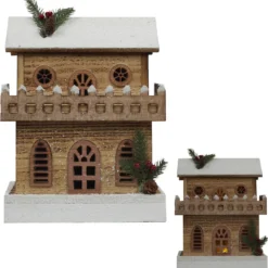 CHALET BOIS ENNEIGE LED H.29CM