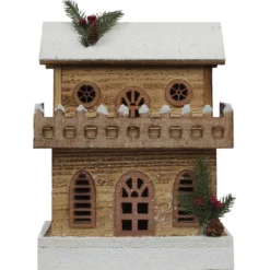 CHALET BOIS ENNEIGE LED H.29CM