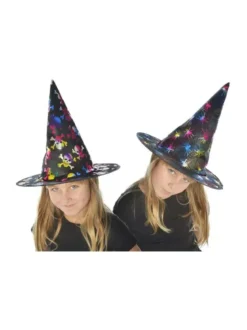 CHAPEAU SORCIERE MULTICOLORE BRILLANT ENFANT 32X29 CM ENFANT
