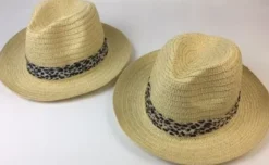 CHAPEAU PANAMA FEMME RUBAN LEOPARD ET PANTHERE