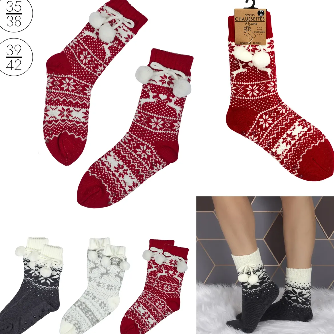 CHAUSSETTES POMPONS ADULTE