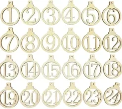 CHIFFRES BOIS CISELE CALENDRIER DE L AVENT X24 PIECES