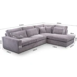 COBRA CANAPE ANGLE DROIT GRIS LINCOLN 86