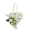 COEUR ROTIN AVEC ROSE ET FEUILLAGE A SUSPENDRE