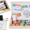 COFFRET BOIS MAGNETIQUE ARDOISE DOUBLE FACE