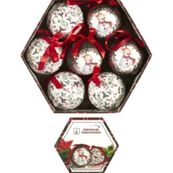 COFFRET 7 BOULES MOTIFS NOEL D.7.5CM