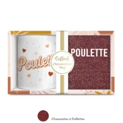 COFFRET MUG CHAUSSETTES PAILLETTES POULETTE
