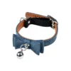 COLLIER ANTI ETRANGLEMENT NOEUD 20 A 27CM TWEED BLEU
