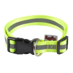 COLLIER AVEC BANDE REFLECHISSANTE REGLABLE L.40 A 55CM JAUNE