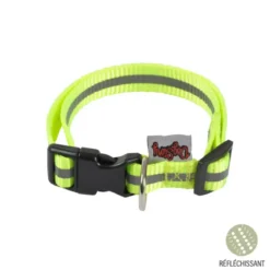 COLLIER AVEC BANDE REFLECHISSANTE REGLABLE 30 A 45CM JAUNE