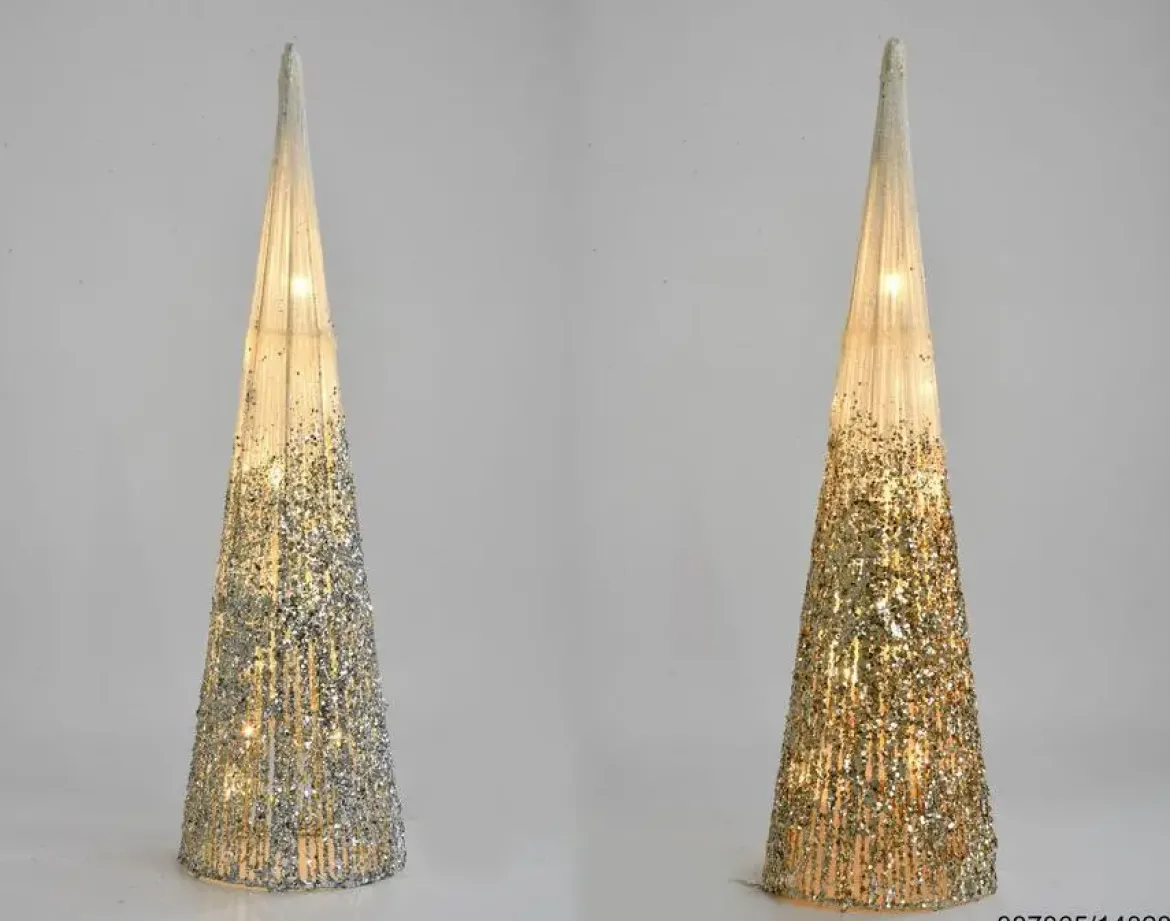 CONE LED 14X14X50CM ARGENT CHAMPAGNE