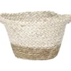 CORBEILLE BICOLORE OVALE PM MATIERE VEGETALE NATUREL BLANC
