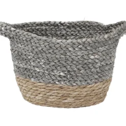 CORBEILLE OVALE MATIERE VEGETALE D.30X22X17CM NATUREL GRIS