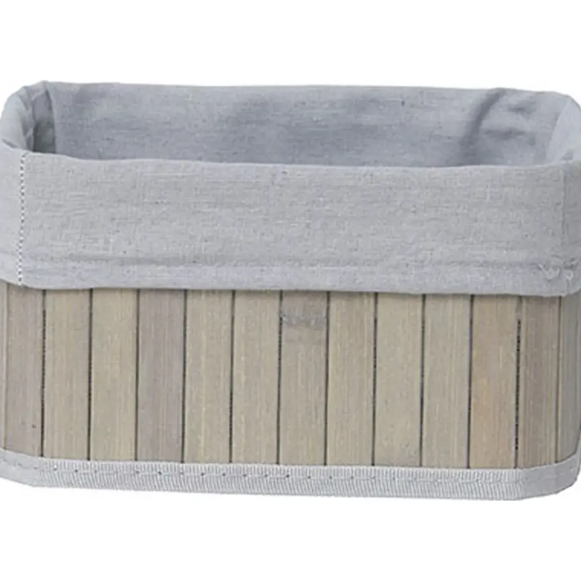 CORBEILLE RECTANGLE 22X16X14CM BAMBOU TISSU GRIS